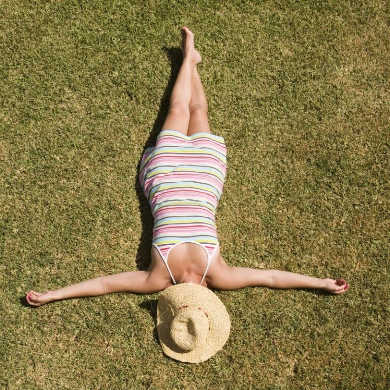 relaxed in a green lawn